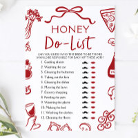 Red Italian Amore Honey Do List Brautparty Game