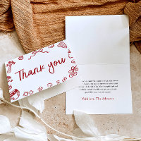 Red Italian Hand Drawing Baby Dusche Danke Karte