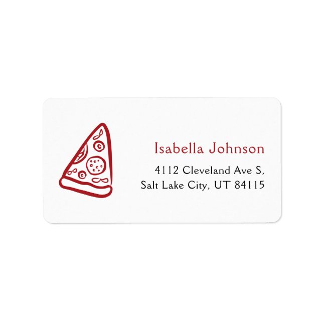 Red Italian Hand Drawn Pizza Ciao Baby Baby Shower Adressaufkleber (Vorne)