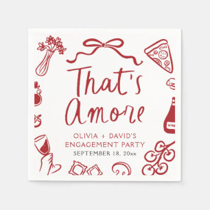 Red Italian That's Amore Pizza Engagement Party Serviette