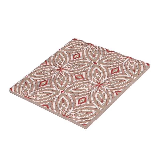 Red Ivory White Taupe Beige Ethnic Stamm Art Fliese (Seite)