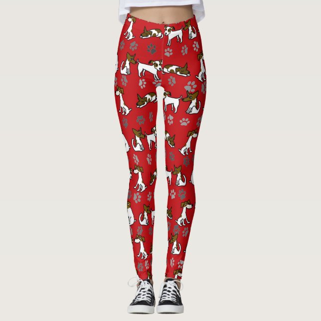 Red Jack Russell Cartoon Leggings (Vorderseite)
