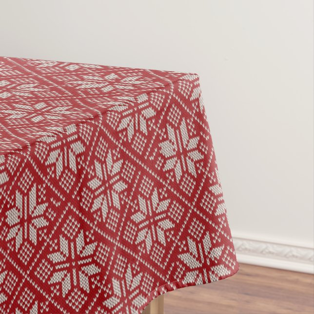 Red Jacquard Christimas Tablecloth Tischdecke (Beispiel)