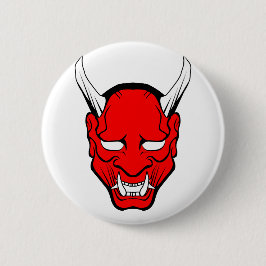 Red Japanese Hannya Mask Button