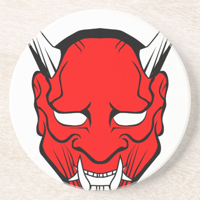 Red Japanese Hannya Mask Getränkeuntersetzer (Vorne)