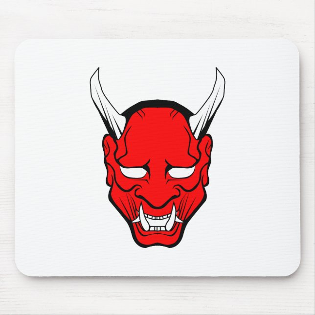 Red Japanese Hannya Mask Mousepad (Vorne)