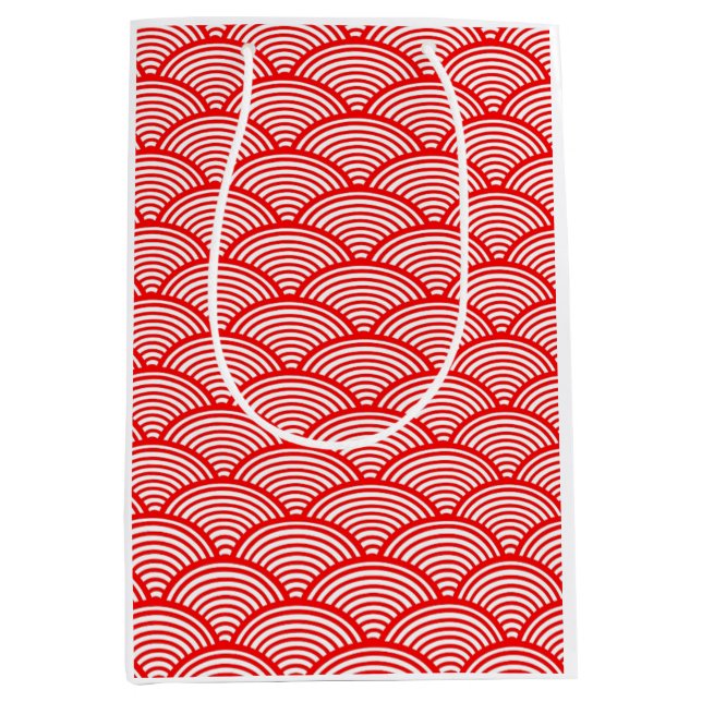 Red Japanese Wave Mittlere Geschenktüte (Vorderseite)
