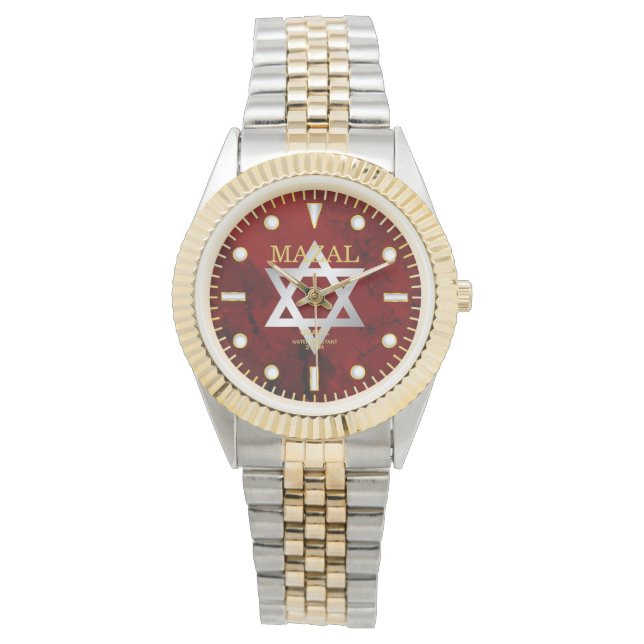 Red Jasper Jade Dial Individuelle Name Star von Da Armbanduhr (Vorderseite)