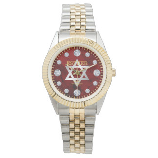 Red Jasper Jade Diamond Dial Individuelle Name Armbanduhr