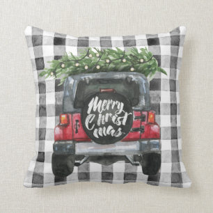 Red Jeep Christmas Tree Kissen