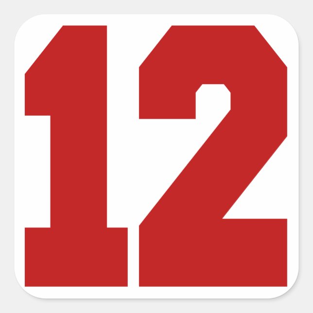 Red Jersey Nummer 12 Quadratischer Aufkleber (Vorderseite)