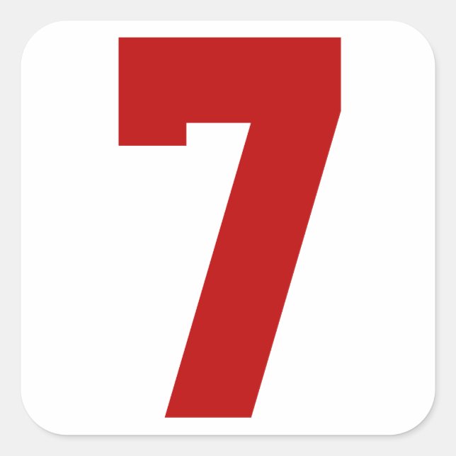 Red Jersey Nummer 7 Quadratischer Aufkleber (Vorderseite)