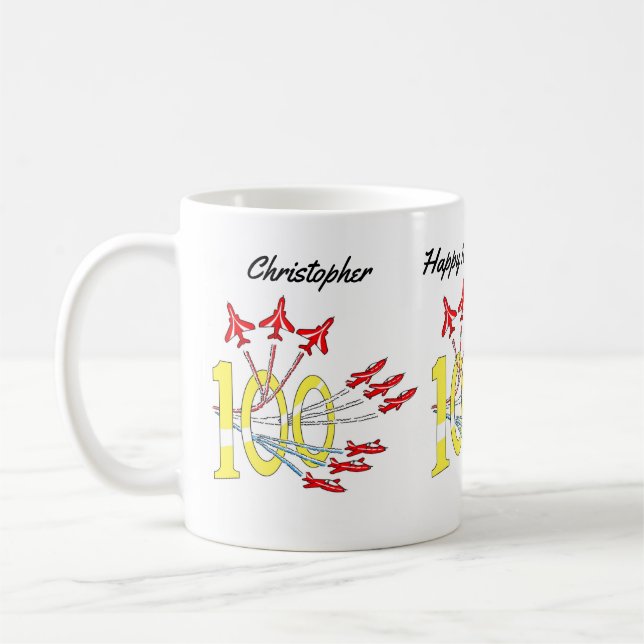 Red Jet Flugzeug 100. Geburtstag Kaffee Tasse (Links)