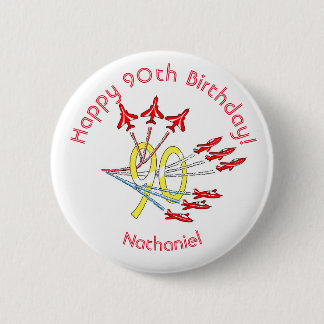 Red Jet Flugzeug - 90. Geburtstag Abzeichen Button