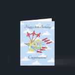Red Jet Flugzeuge 80th (Blue Sky) Geburtstagskarte Karte<br><div class="desc">Feiern Sie diesen besonderen 80. Geburtstag mit einer Gratulation der Fliege von neun aerobatischen roten Jet-Flugzeugen,  die durch den blauen Himmel mit roten,  weißen und blauen Wegen fliegen.

Ein Muss für die Fans der Luftfahrt,  und diejenigen,  die nur gerne feiern in Stil!</div>