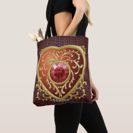 Red Jewel Heart Fee Tote Tasche