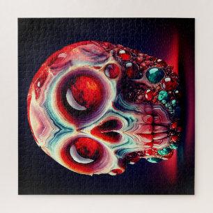Red Jeweled Geode Skull
