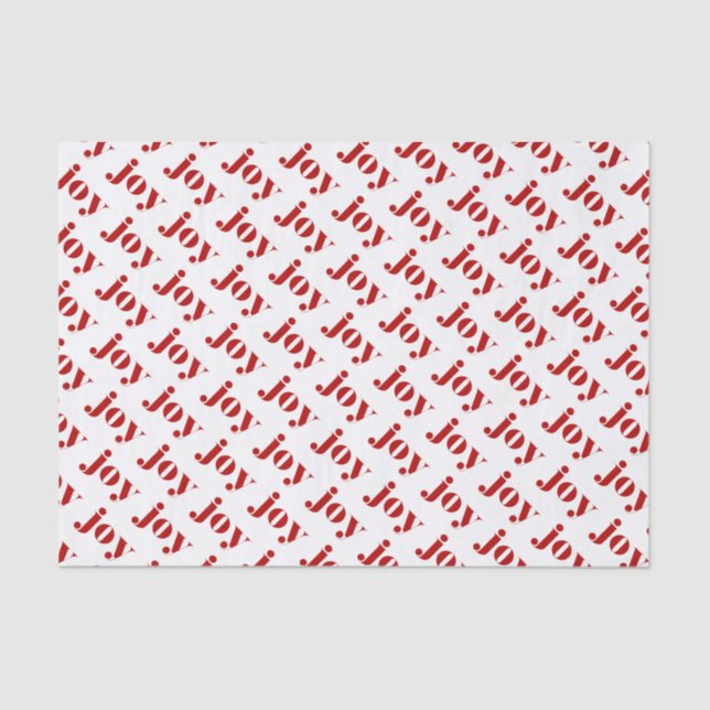 Red JOY Bold Typografy Pattern Moderne Weihnachten Seidenpapier (Vorderseite)