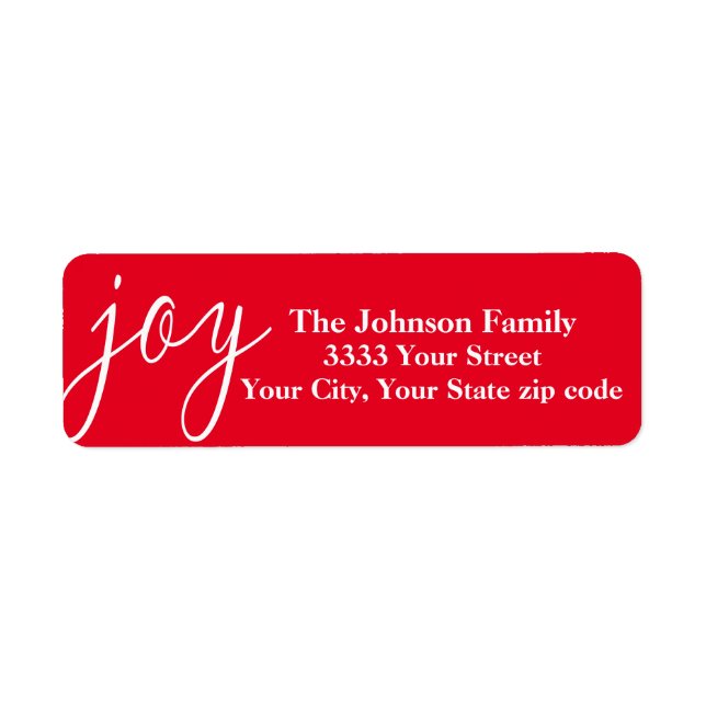 Red Joy Christmas Retourner l'adresse Étiquettes (Devant)