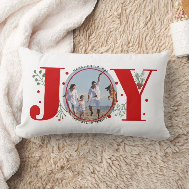 Red Joy mit Beeren Weihnachts-Foto Lendenkissen (Decke)