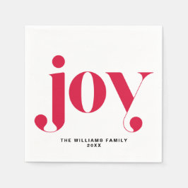 Red Joy Modern Typografy Personalisiert Holiday Serviette