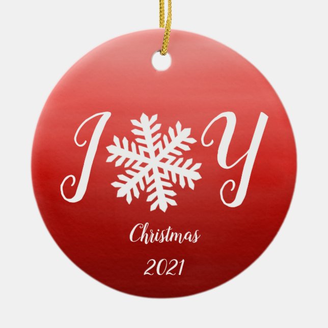 Red Joy Snowflake Keramik Ornament (Vorne)