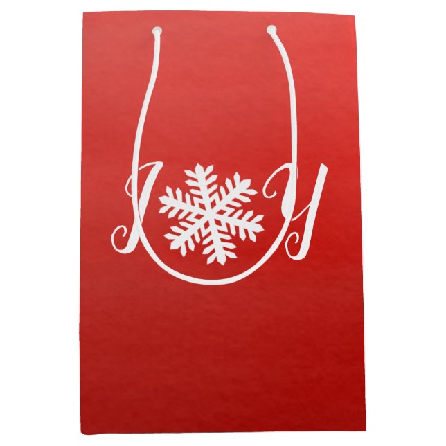 Red Joy Snowflake Medium Geschenktasche Mittlere Geschenktüte (Vorderseite)