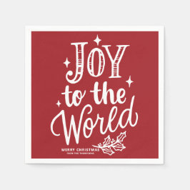 Red Joy to the World Lettering Christmas Serviette