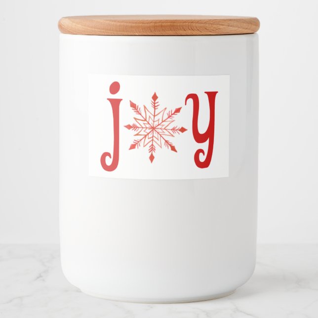 Red Joy with Snowflake Label Lebensmitteletikett (Vorderseite)