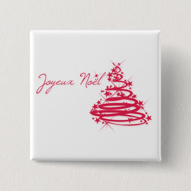 Red Joyeux Noël mit Weihnachtsbaum Button (Vorderseite)