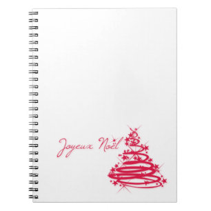 Red Joyeux Noël mit Weihnachtsbaum Notizblock
