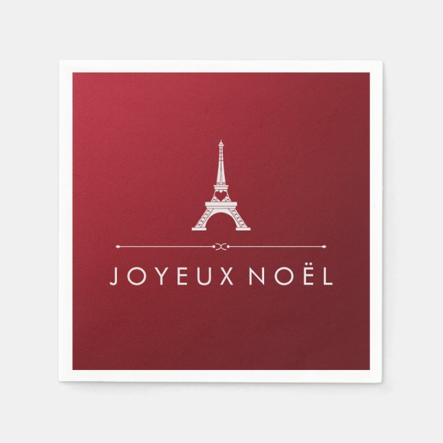 Red Joyeux Weihnachten Französisch Weihnachten und Serviette (Vorderseite)