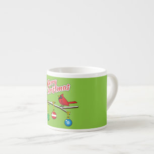 Red Kardinal auf Christmas Bare Branch - Merry Xma Espressotasse