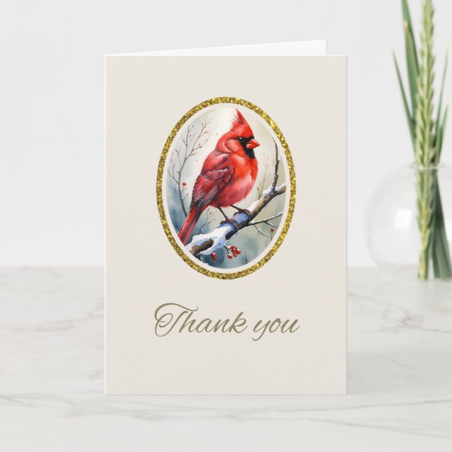 Red Kardinal Beerdigung Memorial Danke-Card Dankeskarte (Vorderseite)