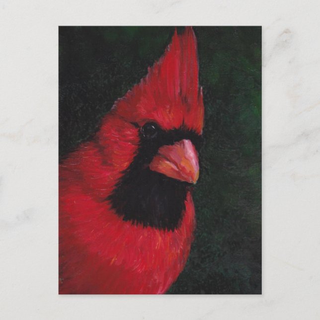 Red Kardinal Bird Art Postcard Postkarte (Vorderseite)