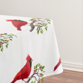 Red Kardinal Bird auf White Tableclout Tischdecke