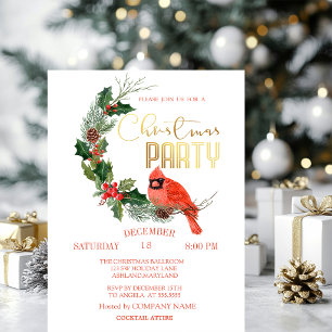 Red Kardinal Bird Christmas Company Party Einladung