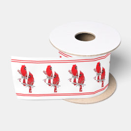 Red Kardinal Bird Christmas Ribbon Satinband