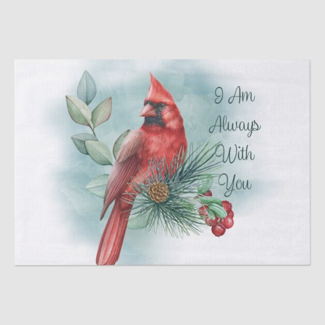 Red Kardinal Bird Erinnern Sie Sprichwort Seidenpapier (Vorderseite)