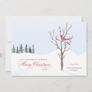 Red Kardinal Bird Frohe WeihnachtenFlat Weihnachts Feiertagskarte