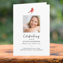 Red Kardinal Bird, Order of Service Beuneral Fotos