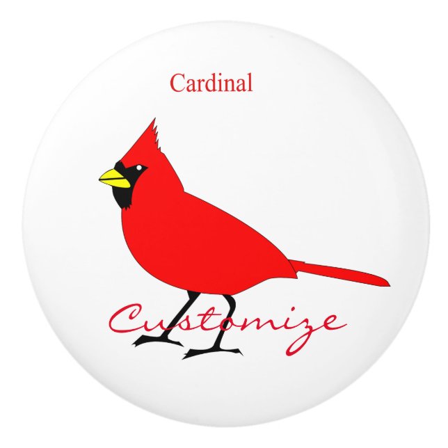 Red Kardinal Bird Thunder_Cove Keramikknauf (Vorderseite)