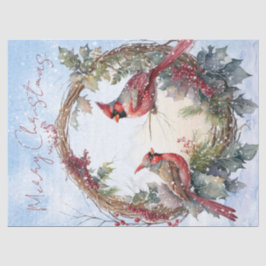 Red Kardinal Bird Watercolor Winter Weihnachten Seidenpapier