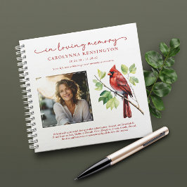 Red Kardinal Celebration of Life Funeral Guestbook Notizbuch
