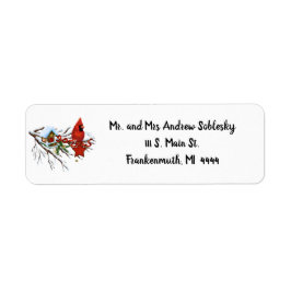 Red Kardinal Christmas Return Address Label