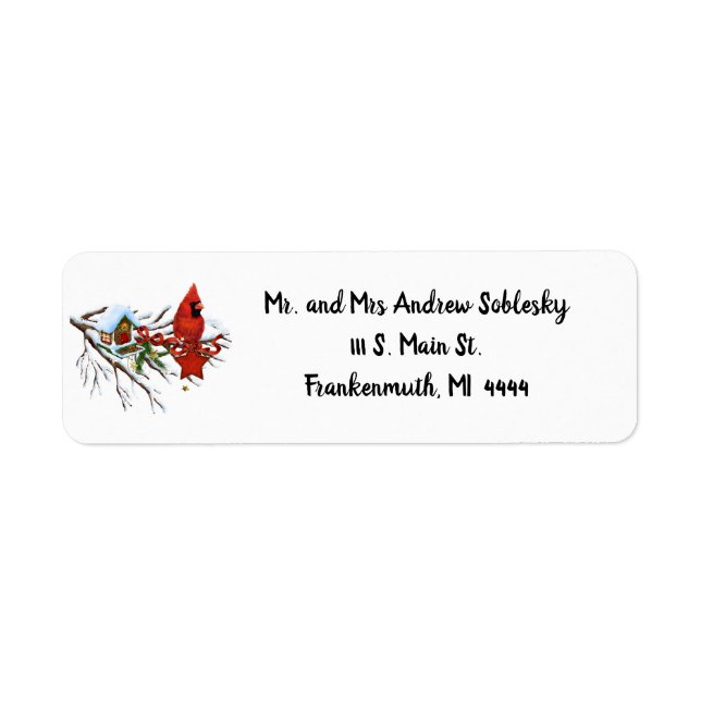 Red Kardinal Christmas Return Address Label (Vorne)