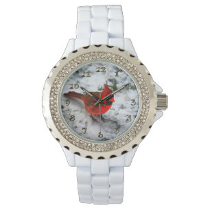 Red Kardinal Feathers and Plumage Armbanduhr