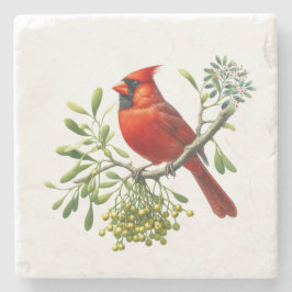 Red Kardinal Holiday Mistletoe Steinuntersetzer