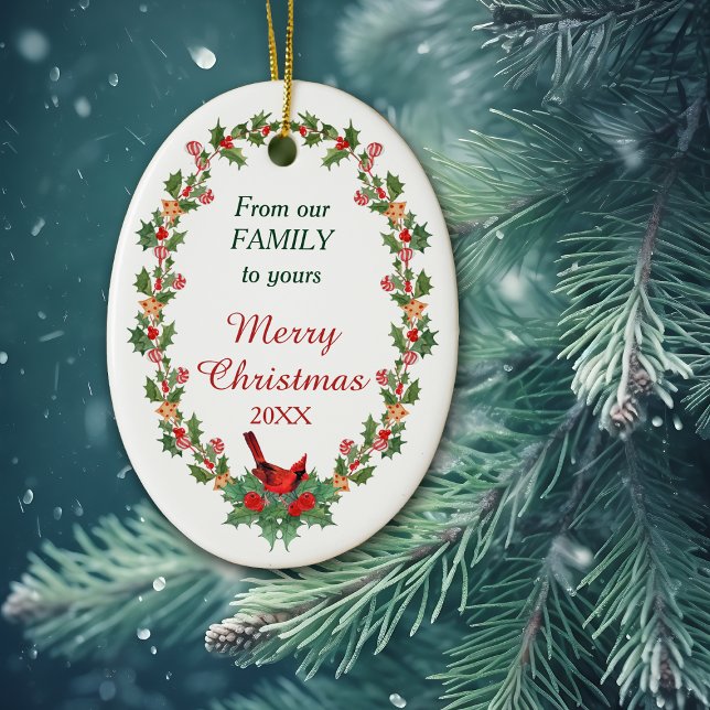 Red Kardinal Holly Christmas Cookie Keramik Ornament (Von Creator hochgeladen)