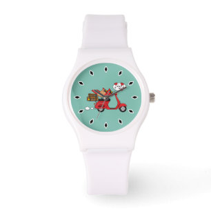Red Kardinal Lovers on Scooter Armbanduhr